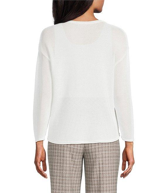 Investments Petite Size Textured 3/4 Sleeve V-Neck Sweater Product Image