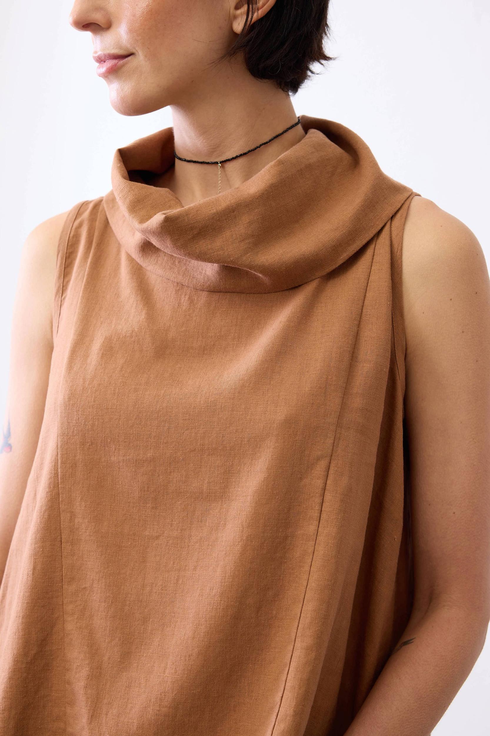 Draped Neck Linen Tunic Product Image