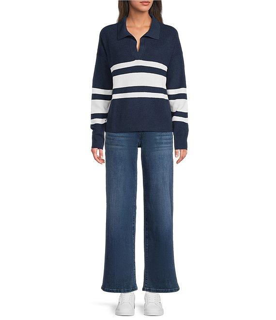 Lucky Brand Stretch Denim Mid Rise Sweet Wide Leg Jeans Product Image