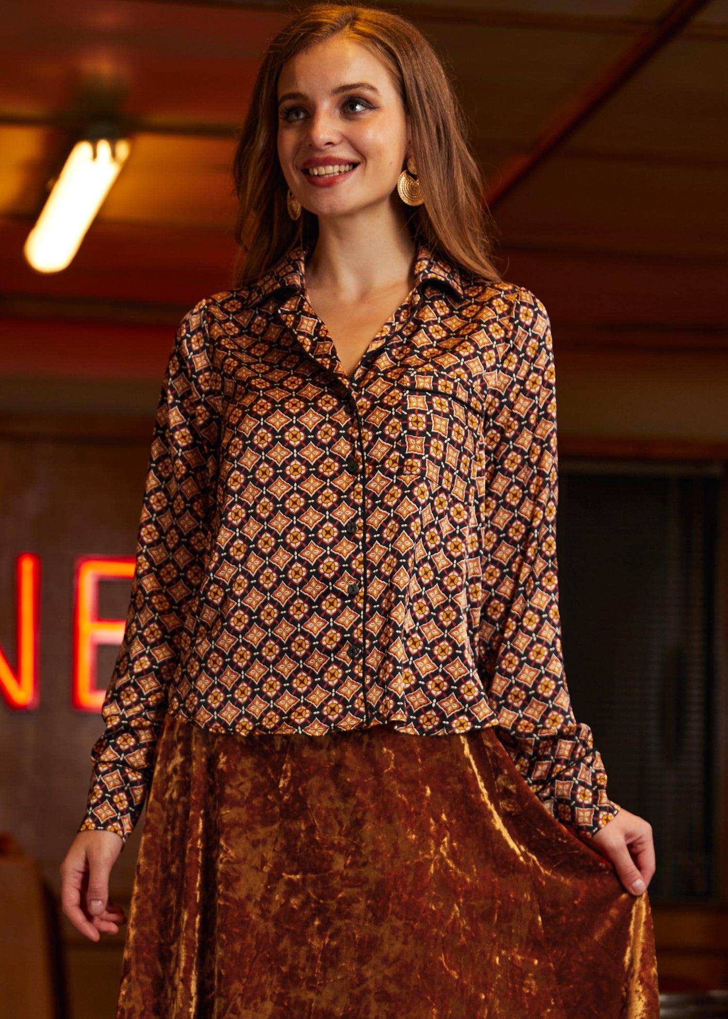 Geo Pleated Mini Skirt Product Image