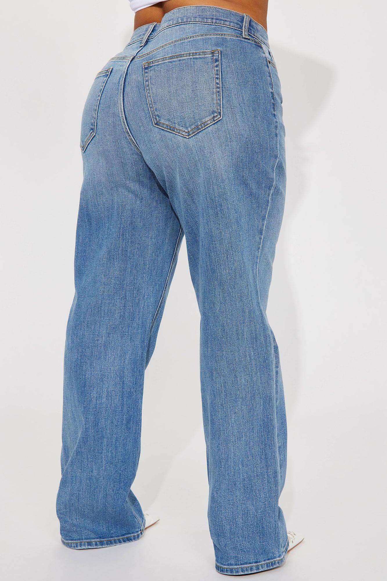Be Authentic Slouchy Stretch Straight Leg Jeans - Medium Blue Wash Product Image