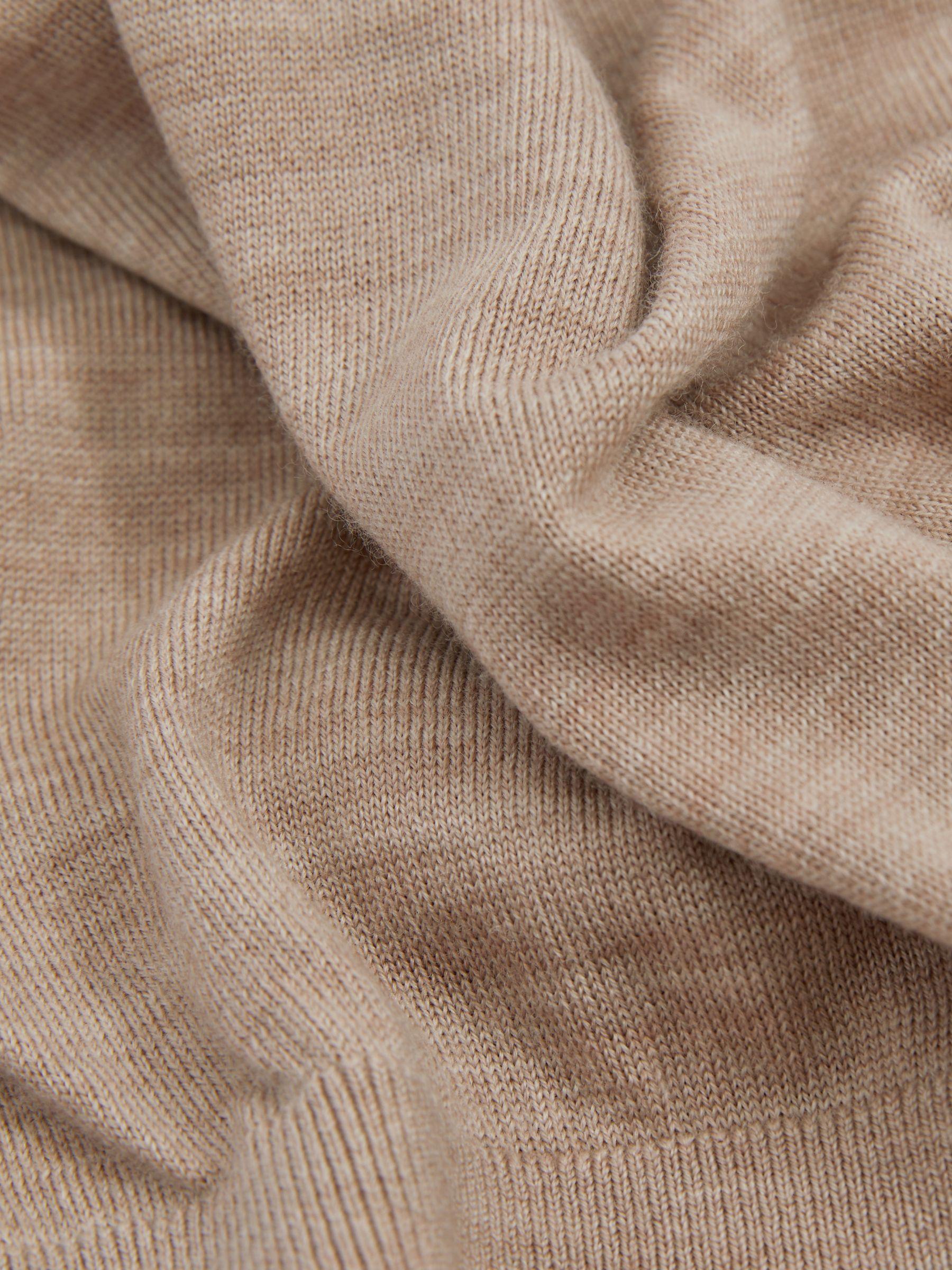 Merino Wool Button-Through Funnel Neck Cardigan in Wheat Melange Product Image