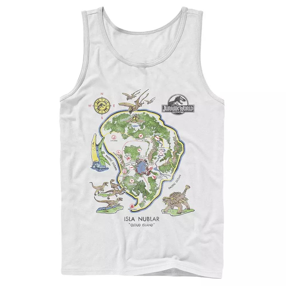Men's Jurassic World Isla Nublar Map Tank Top,  Product Image