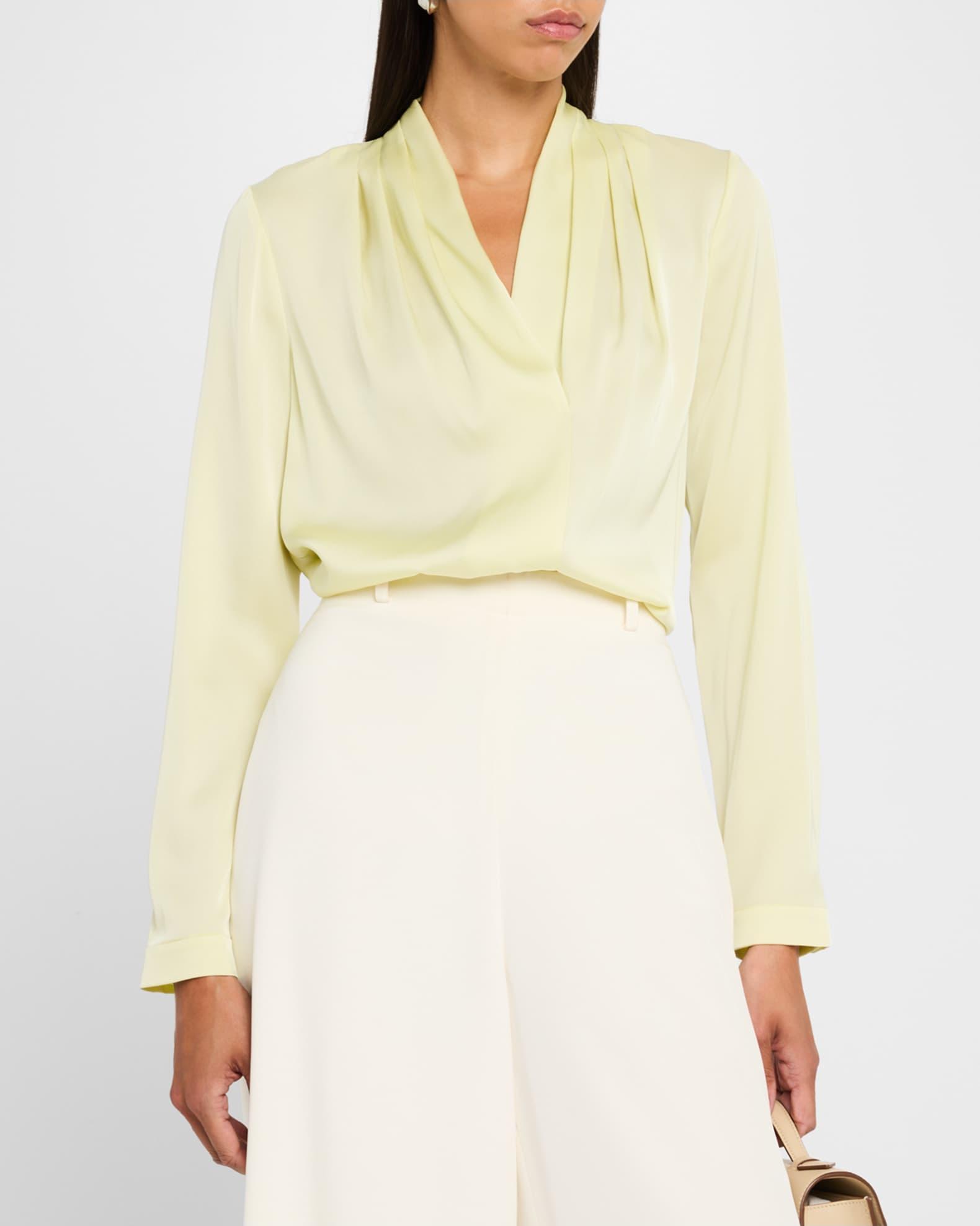 Nellie Pleated V-Neck Long-Sleeve Blouse Product Image