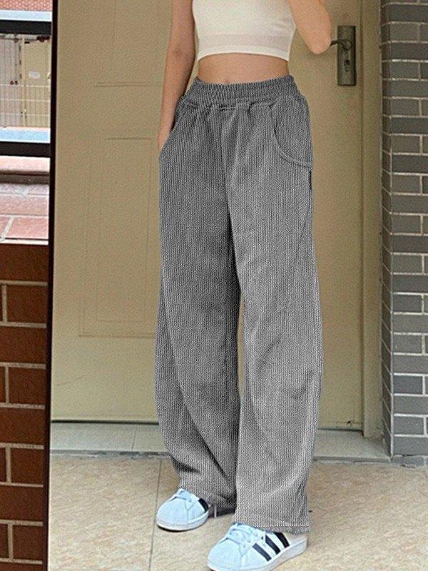 Patchwork Corduroy Straight Leg Pants Product Image