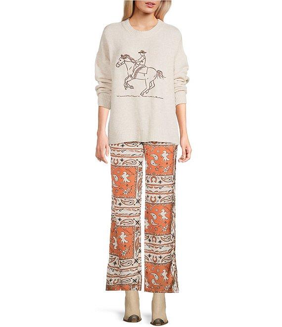 Bailey Rose Western Satin Pull On Wide Leg Pants Product Image