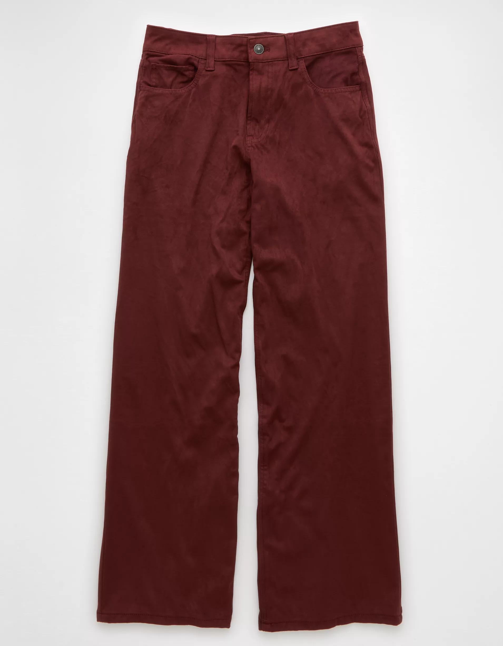 AE Dreamy Drape Sueded High-Waisted Baggy Wide-Leg Pant Product Image