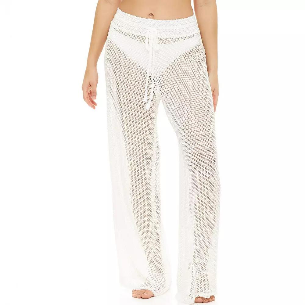 Women's Jordan Taylor Tassel-Trim Swim Cover-Up Pants, Size: Small, White Product Image