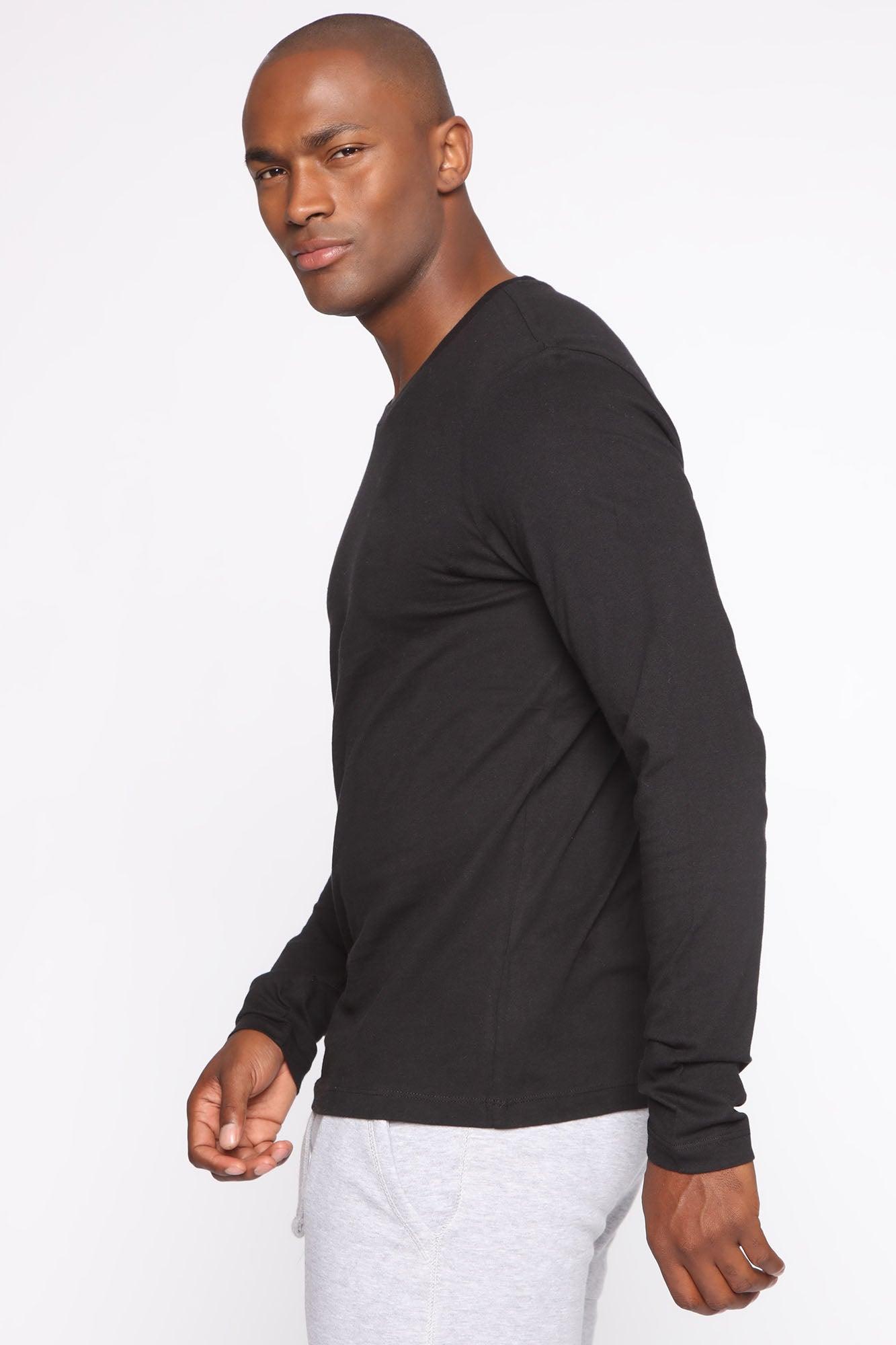 Essential Long Sleeve Crew Tee - Black Product Image
