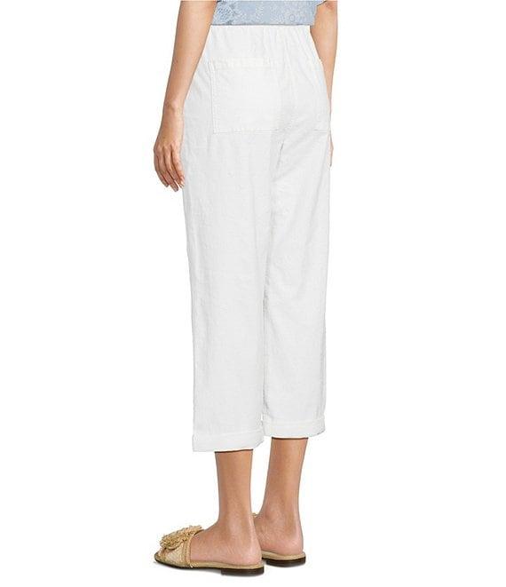Nurture Stretch Linen Blend Cuffed Straight Leg Crop Pants Product Image