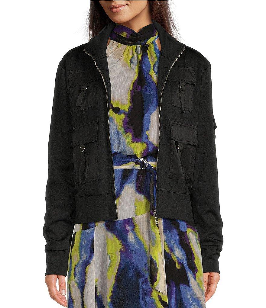DKNY by Donna Karan Scuba Cargo-Pocket Stand Collar Full-Zip Jacket Product Image