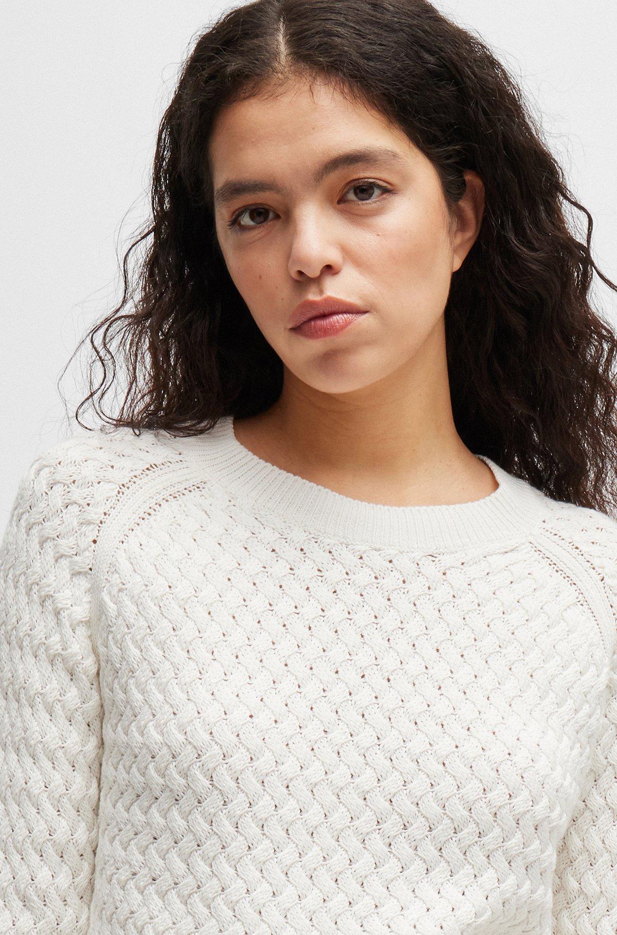 Cotton sweater with mixed structures Product Image