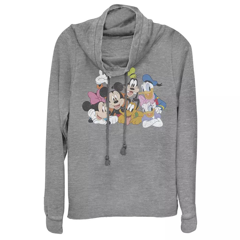 Disney's Mickey Mouse Juniors' Classic Group Cowlneck Graphic Lightweight Long Sleeve, Girl's, Size: 3XL, Gray Grey Product Image