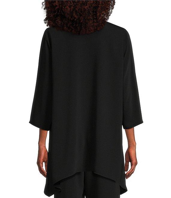 Caroline Rose Matte Crepe Open Front Side Drape 3/4 Sleeve Jacket Product Image