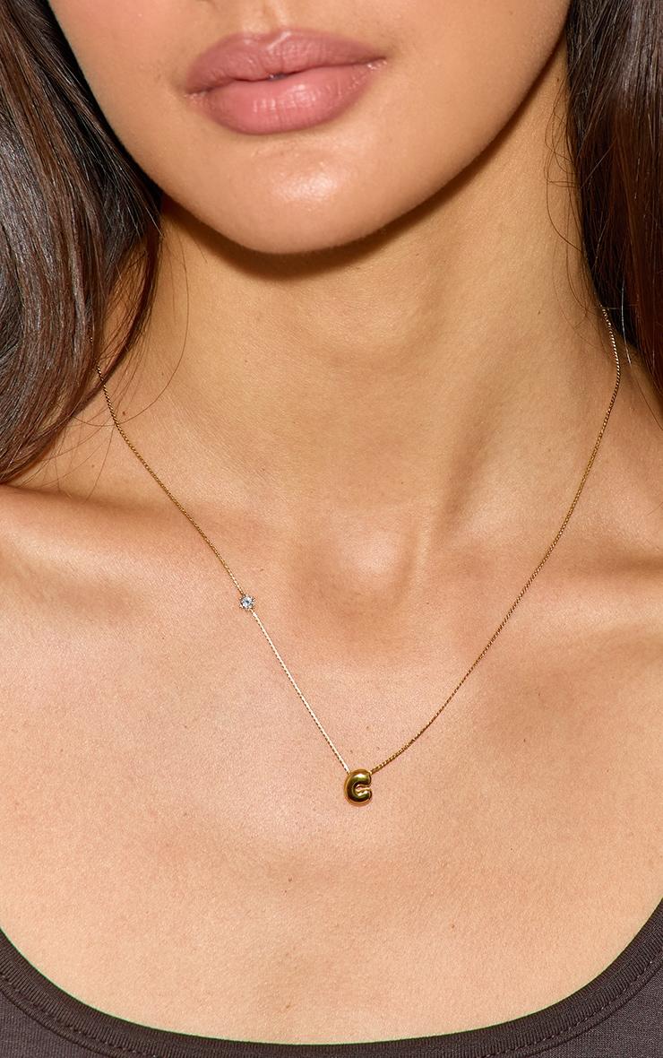  Gold Water Resistant Bubble Initial C Necklace Product Image