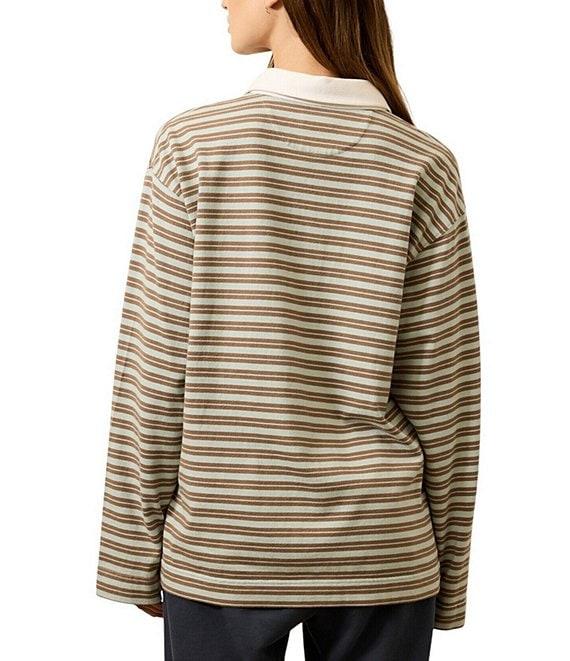 Faherty Hometown Rugby Knit Striped Organic Cotton V-Neck Long Sleeve Pullover Sweater Product Image
