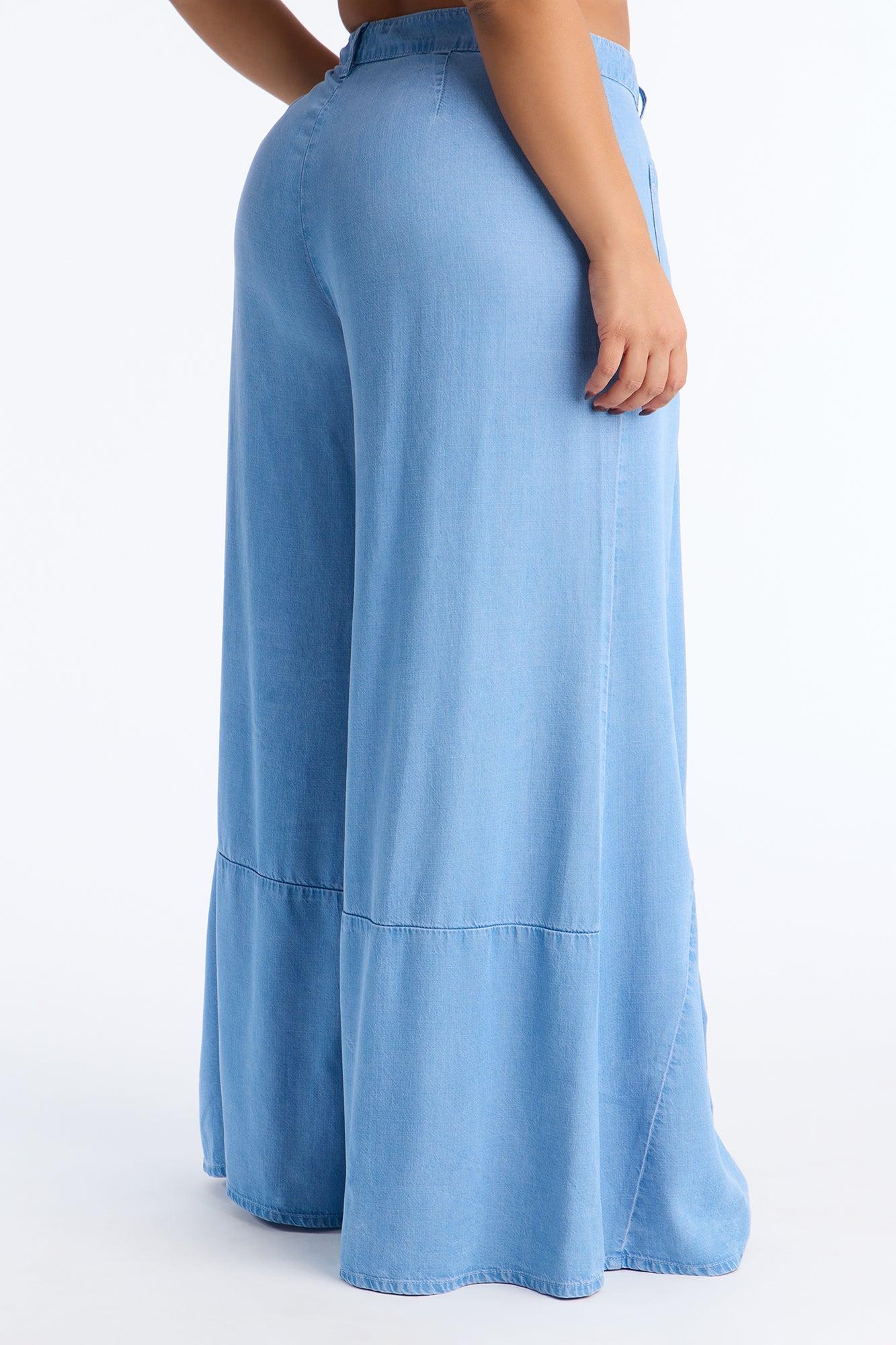 Sweet Sway Wide Leg Chambray Pant 33″ - Light Wash Female Product Image