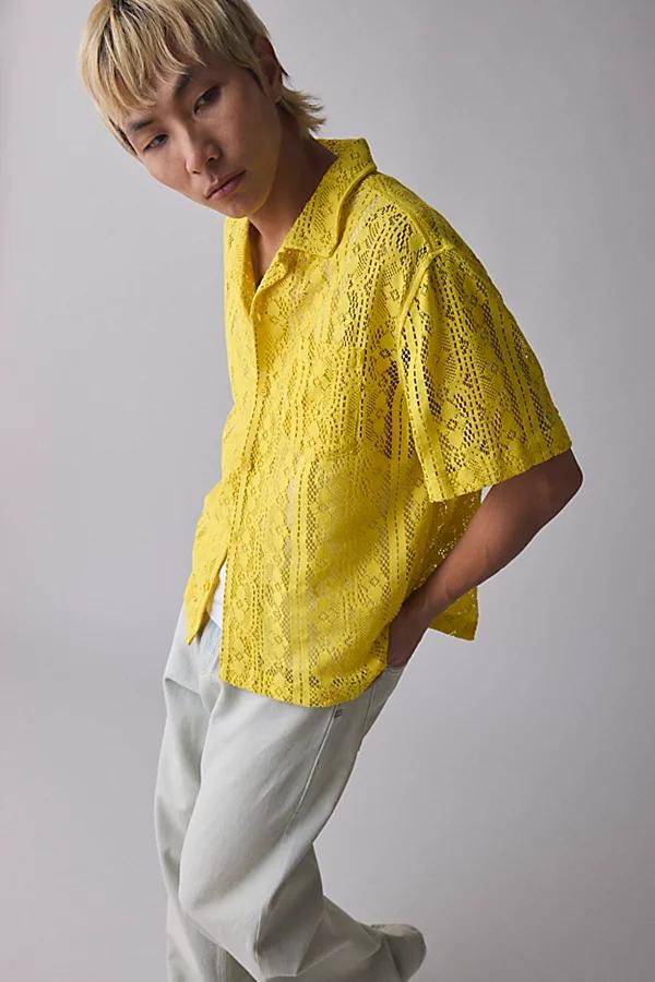 Urban Outfitters UO Liam Lace Short Sleeve Shirt Top Mens at Urban Outfitters Product Image