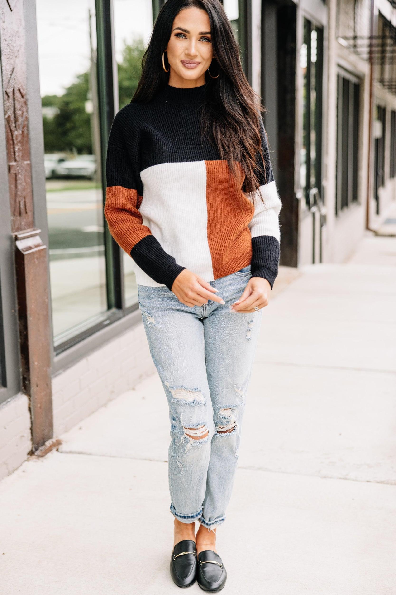 More To Love Black Colorblock Sweater Female Product Image