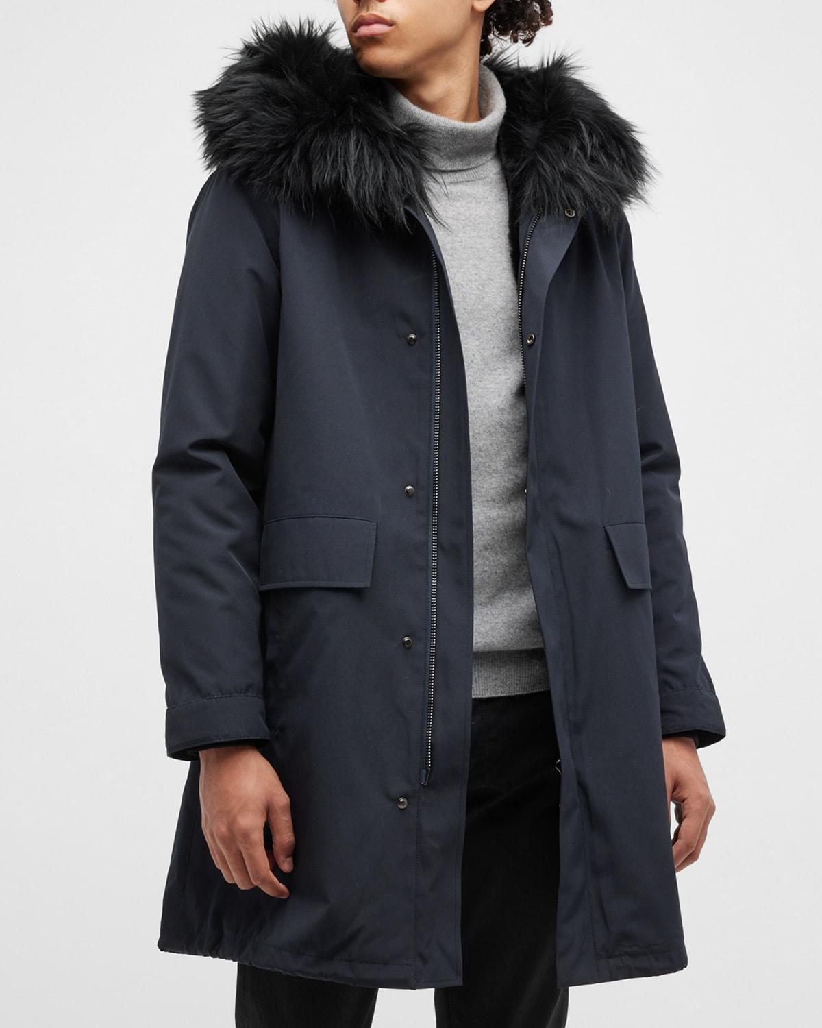 Mens Parka With Shearling Lamb Hood Trim Product Image