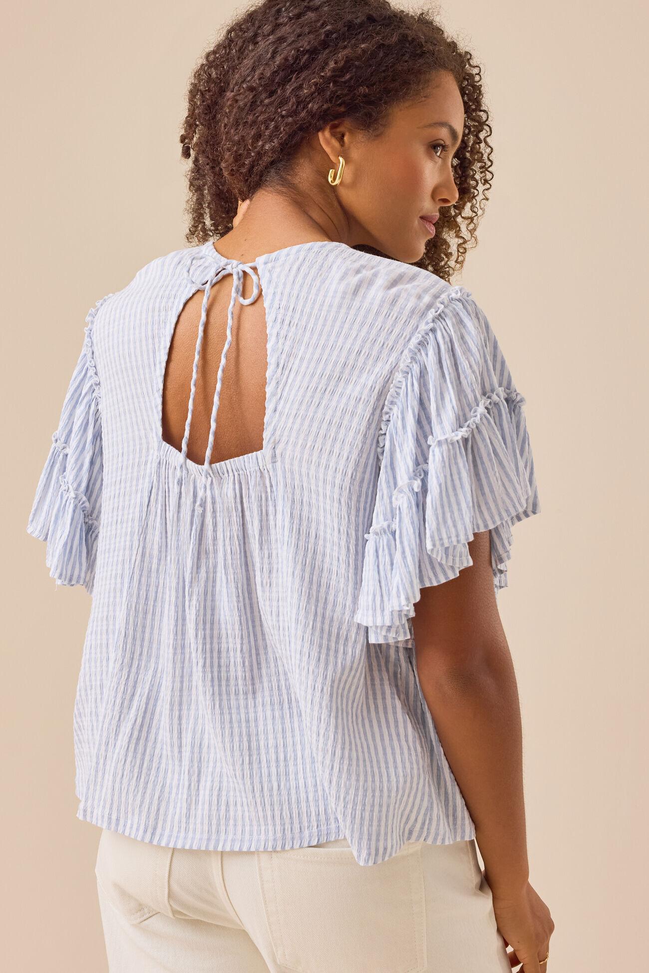 Delilah Striped Flutter Sleeve Top Product Image