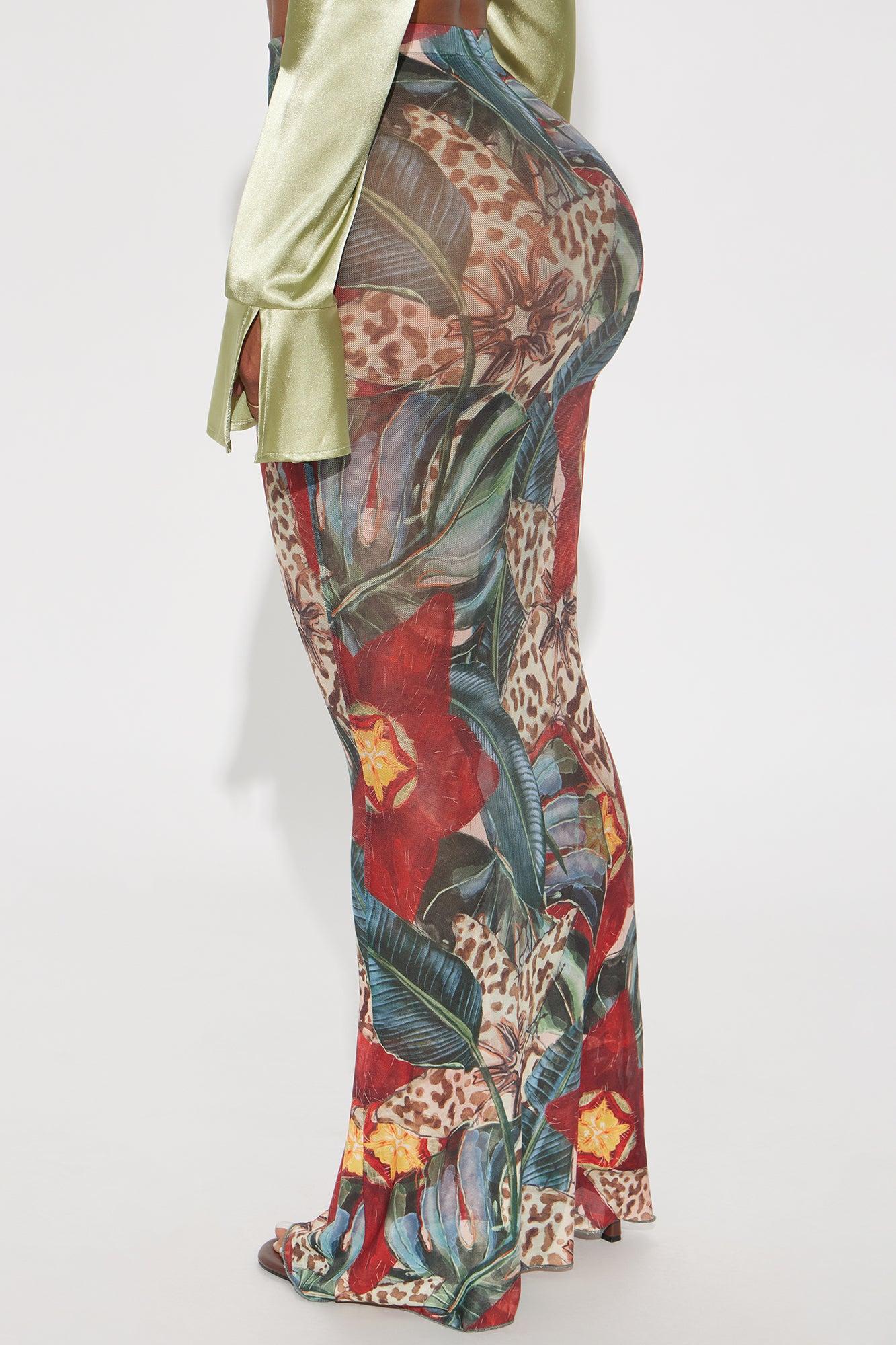 In Full Bloom Mesh Maxi Skirt - Brown/combo Product Image