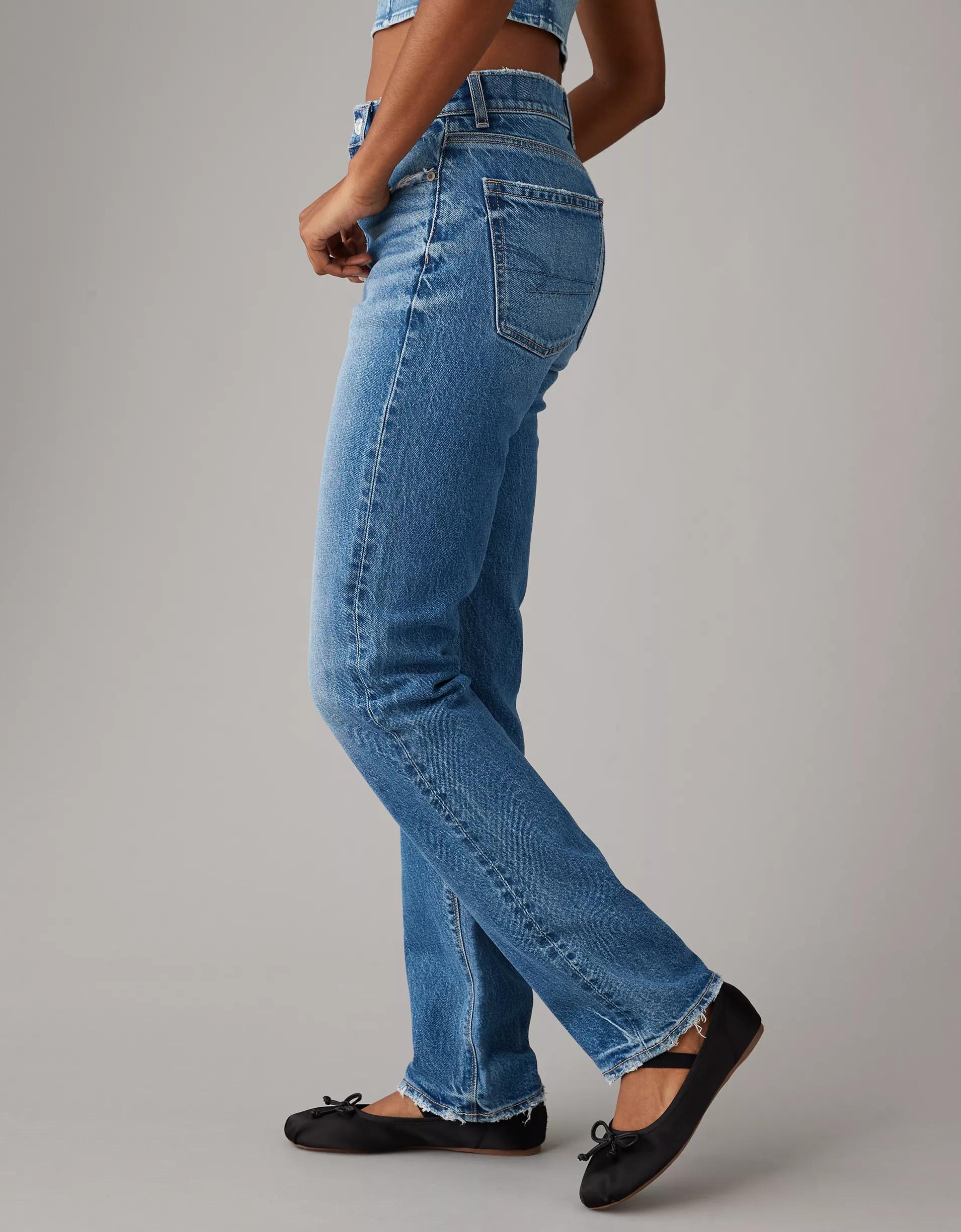 AE Stretch Super High-Waisted Straight Jean Product Image