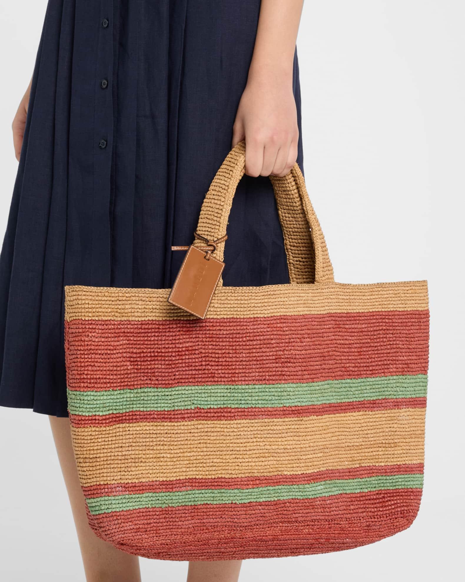 Sunset Large Striped Raffia Tote Bag Product Image