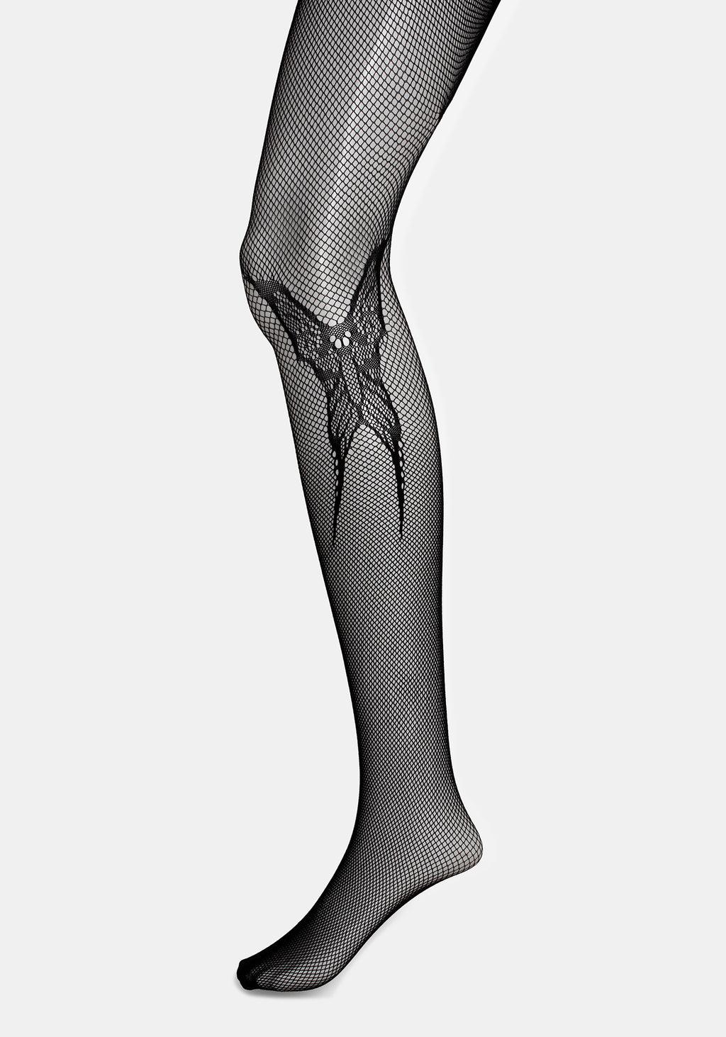 Morlit Moth Detail Fishnet Tights Product Image
