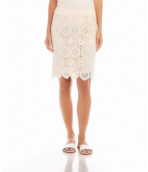 Karen Kane Hexagon Squares Crochet Skirt Product Image