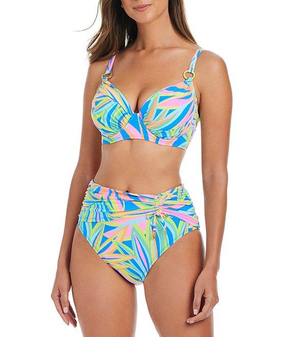 Bleu Rod Beattie On The Bright Side Printed Sweetheart Neck Underwire Bra Swim Top Product Image
