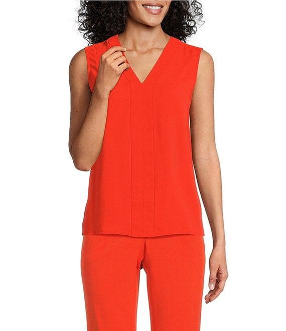 Kasper Crepe V-Neck Sleeveless Blouse Product Image