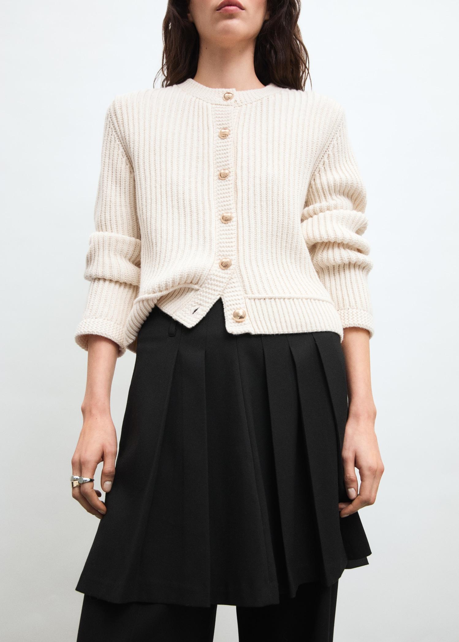 Knitted cardigan with jewel button - Women | MANGO USA Product Image