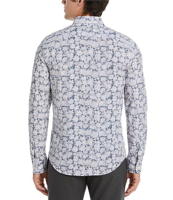Perry Ellis Slim Fit Stretch Abstract Floral Print Long Sleeve Woven Shirt Product Image