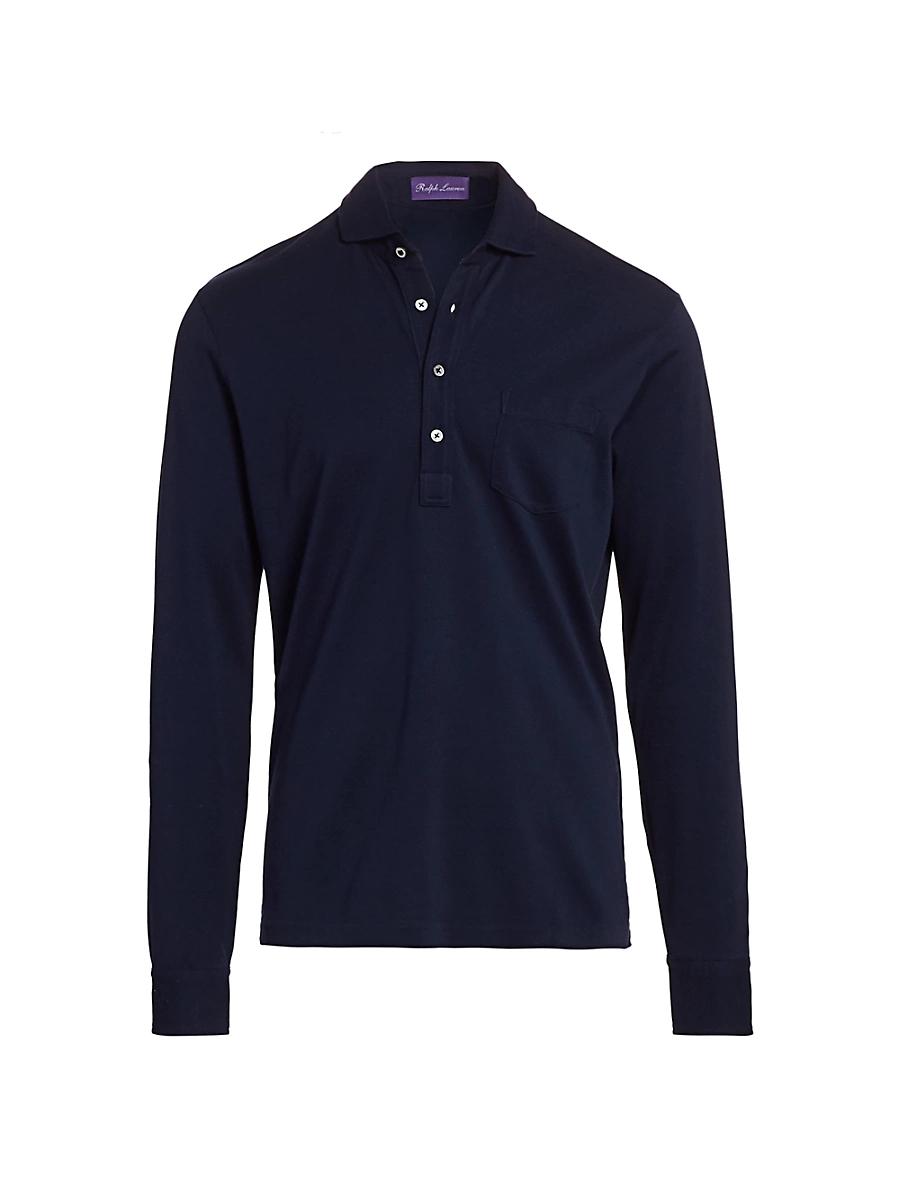 Mens Washed Non-Logo Long Sleeve Polo Product Image