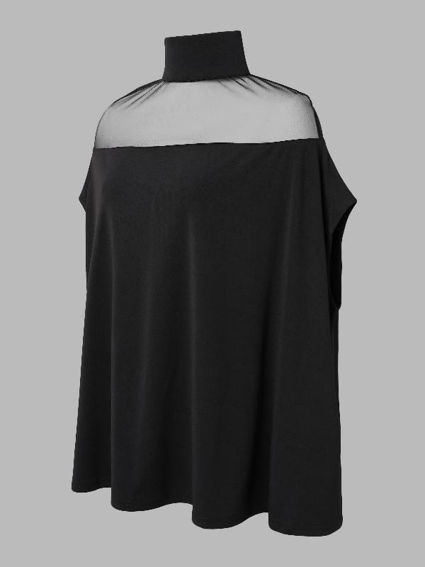 Batwing Sleeves See-Through High-Neck Blouses&Shirts Tops Product Image