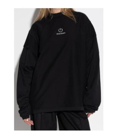 VETEMENTS Embroidered Cotton T-shirt In Black Product Image