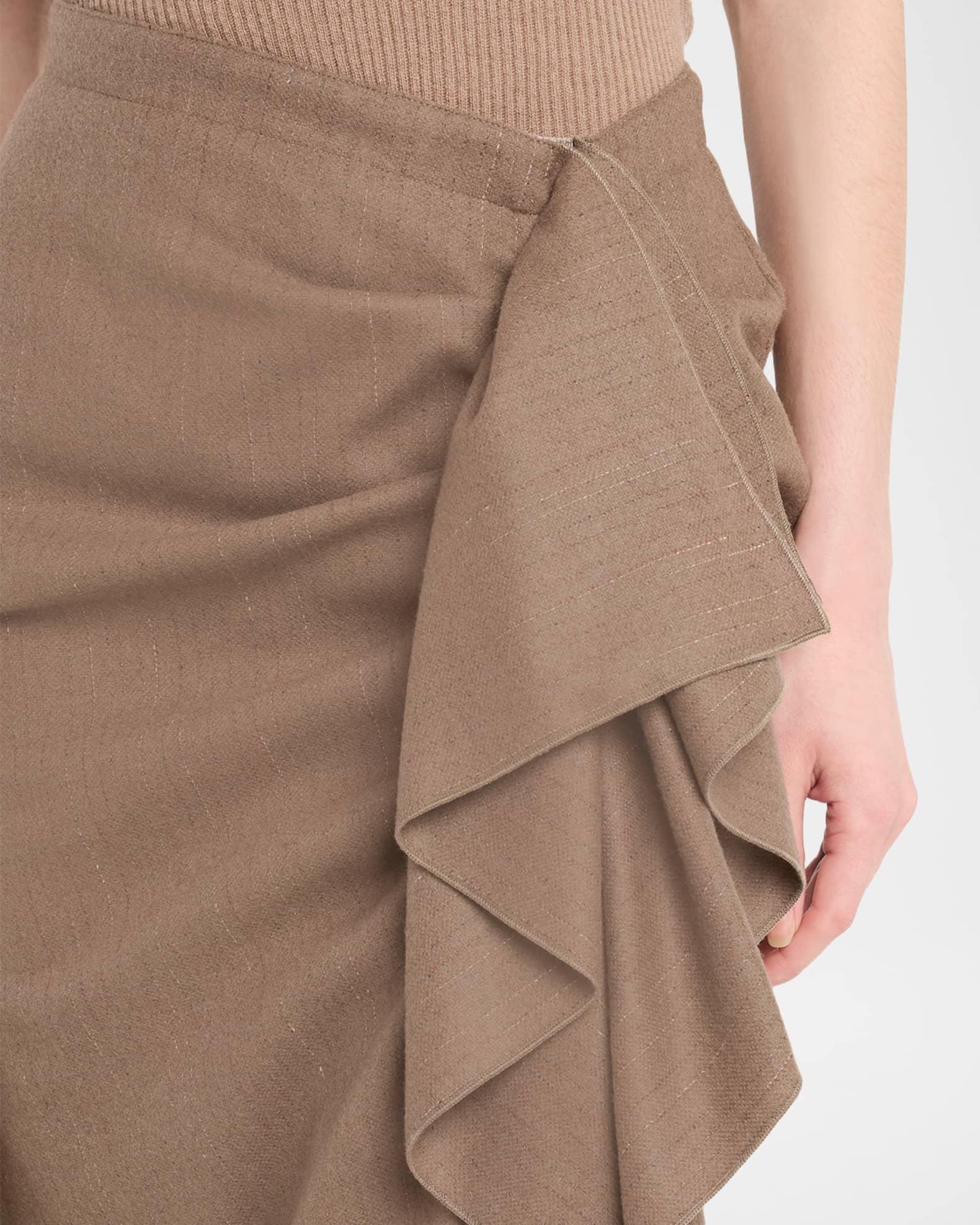 Draped Pinstripe Midi Skirt Product Image