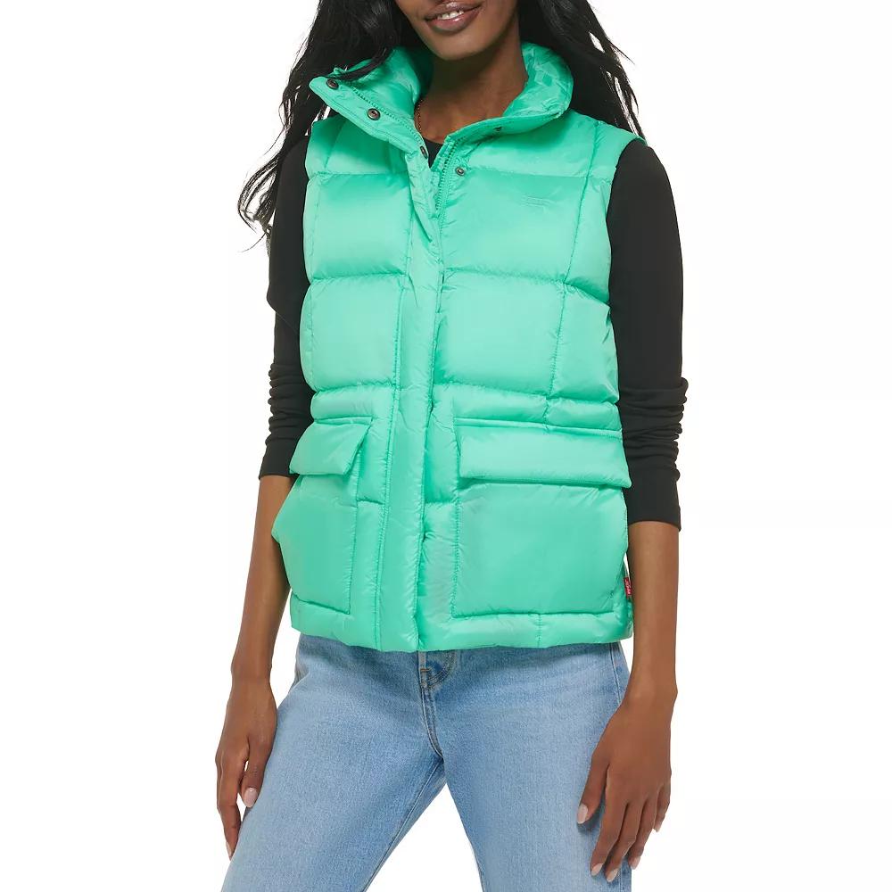 Women's Levi's® Box Quilted Puffer Vest, Size: Medium, Green Product Image