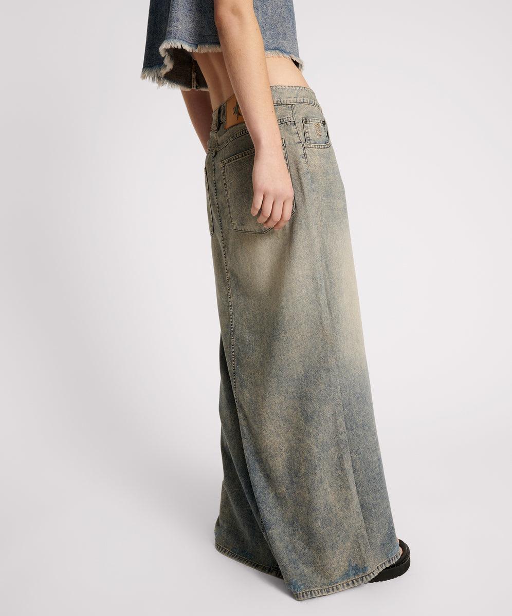 DIRTY BLUE DENIM COLUMN SKIRT Product Image