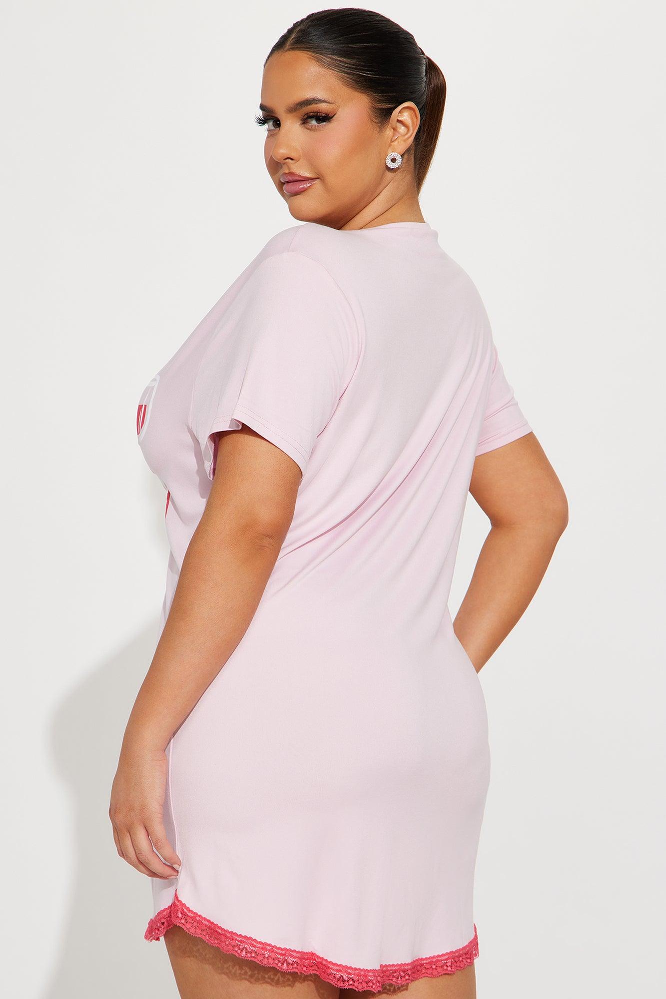 I Choose Wine PJ Sleep Shirt - Pink Product Image