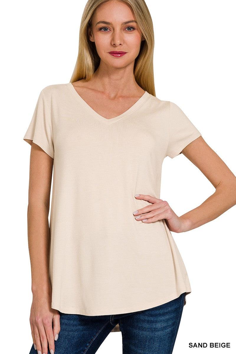 Zenana Rayon Short Sleeved Round Hem Top Product Image
