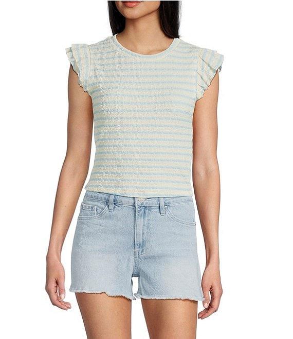 Moa Moa Striped Ruffle Sleeve Top Product Image