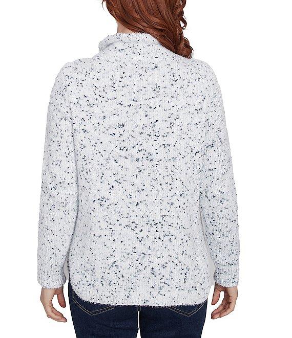 Ruby Rd. Eyelash Knit Mock Neck Long Sleeve Kangaroo Pocket Sweater Product Image