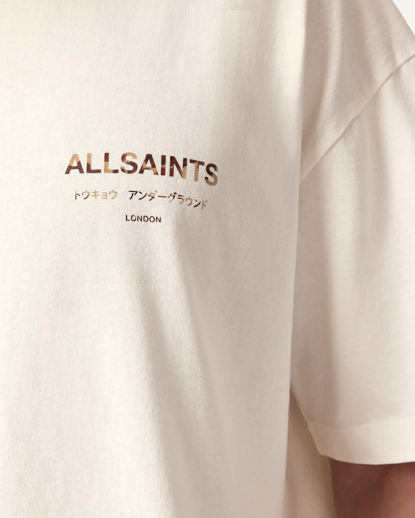 Underground Oversized Crew Neck T-Shirt ASHEN WHITE/DAKOTA | ALLSAINTS US Product Image