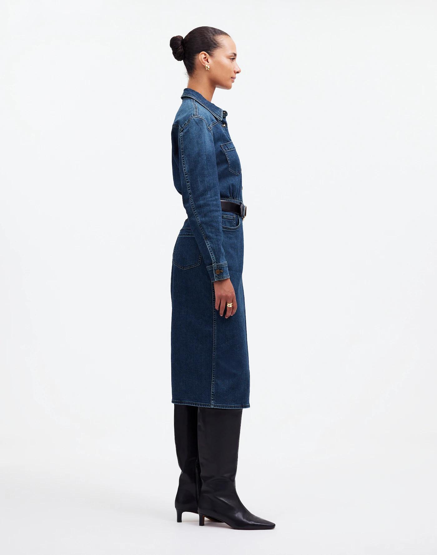 Denim Western Midi Shirtdress in Laselle Wash Product Image