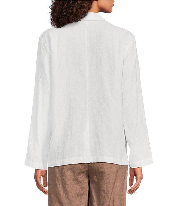 Eileen Fisher Organic Linen Notch Lapel Long Sleeve Double Breasted Blazer Product Image
