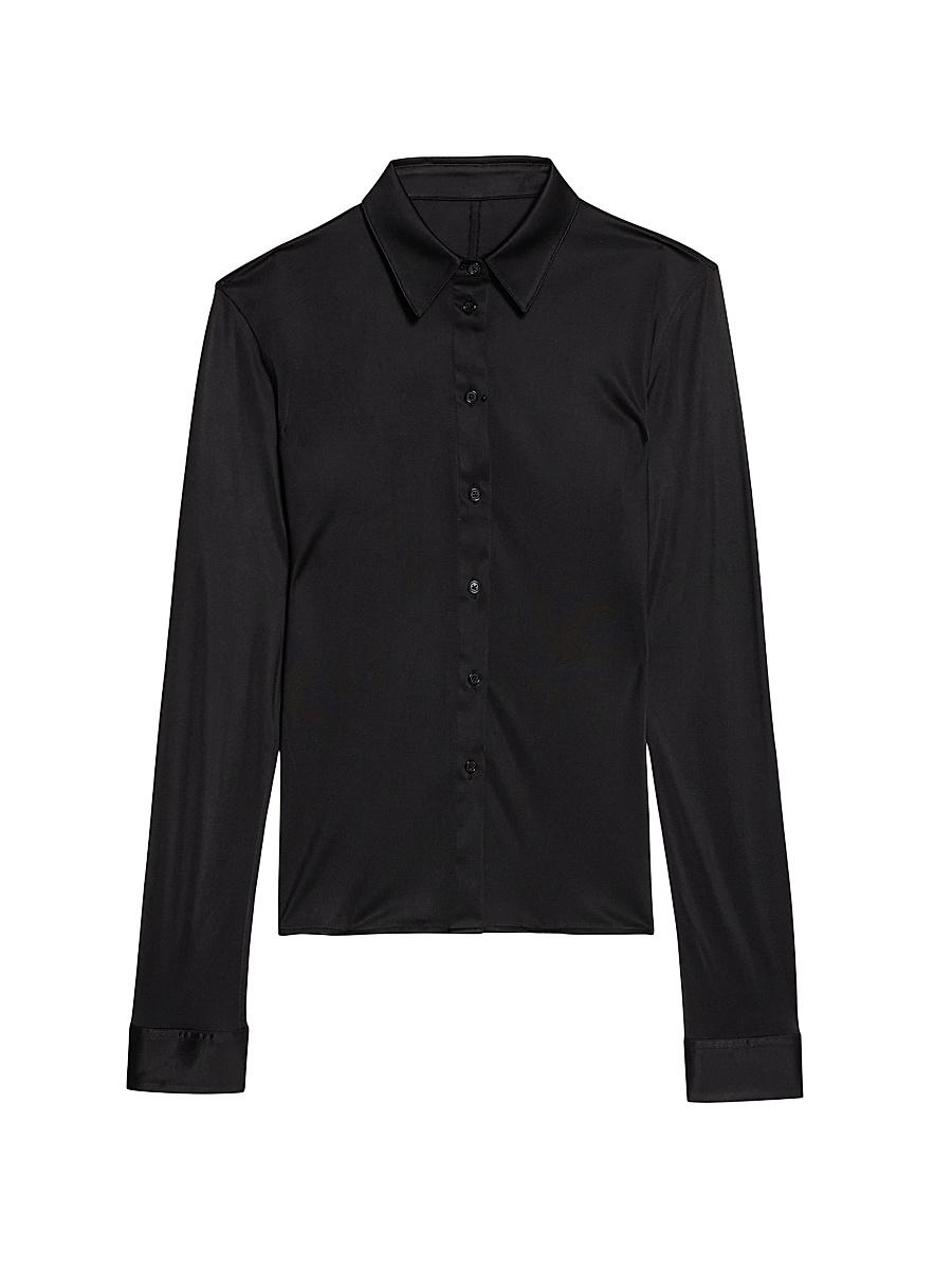 Womens Fluid Long-Sleeve Button-Up Shirt Product Image