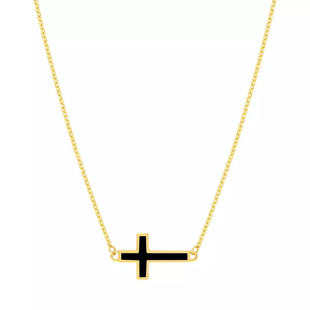 Color Romance 14k Gold Enamel Sideways Cross Necklace, Women's, Size: 18", Blue Product Image