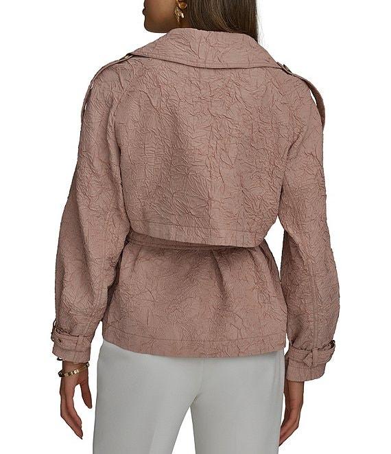 Donna Karan Textured Tie Waist Button Front Jacket Product Image